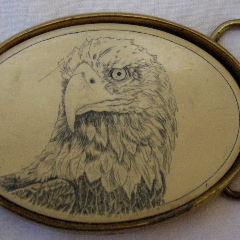 BARLOW SOLID BRASS EAGLE 1988 BELT BUCKLE